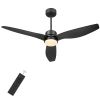 52 In Blade LED Standard Ceiling Fan with Remote Control, Matt black