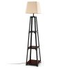 Trapezoidal Designed Floor Lamp with 3 Tiered Storage Shelf