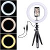 26CM 10 inch  4in1 Dimmable USB LED Ring Light Mirror Tripod Stand Phone Holder Fr Live Makeup