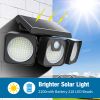 Solar Flood Light Outdoor 218 LED 2000LM;  6500K - 270°Adjustable 3 Heads Solar Light;  Motion Sensor 26ft;  Waterproof IP65 Solar Powered