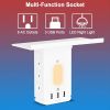 3 USB Outlet 6 Wide-spacing AC Sockets Wireless Power Strip Smart Night Light Lighting 1020 Joules Surge Protection With Shelf