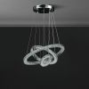 11.8" To 47.2" In Adjustable Height Eira Small Triple Hoop Modern Crystal Stainless Pure White Color Led Remote Control Dimmer Chandelier