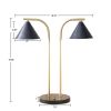 2-Light Metal Table Lamp with Chimney Shades