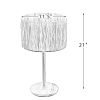 Thebae Solid Wood 21.3" Table Lamp with In-line Switch Control and Grass Made-Up Lampshade