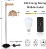 Smart Floor Lamp with Remote Control & APP, Tall Standing Lamp with Rattan Lampshade