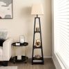 Trapezoidal Designed Floor Lamp with 3 Tiered Storage Shelf