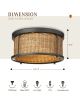 2-Light Natural Bohemian Rattan Flush Mount Ceiling Light