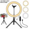 26CM 10 inch  4in1 Dimmable USB LED Ring Light Mirror Tripod Stand Phone Holder Fr Live Makeup