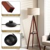 Tripod Floor Lamp Wood Standing Lamp with Flaxen Lamp Shade and E26 Lamp Base