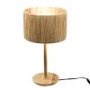 Thebae Solid Wood 21.3" Table Lamp with In-line Switch Control and Grass Made-Up Lampshade