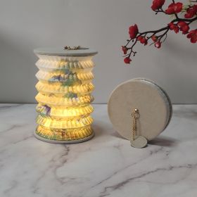 Folding Small Lantern For Cultural And Creative Gifts (Option: Off white flocked cover-2.5W)