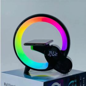 Large G Bluetooth Speaker Portable Colorful Atmosphere Light Clock (Option: 2309 Black)