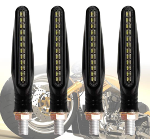 Newest 4x Universal flowing water flickering led motorcycle turn signals Indicators Flexible Blinkers Foldable Amber light lamp (Option: 1pc new)