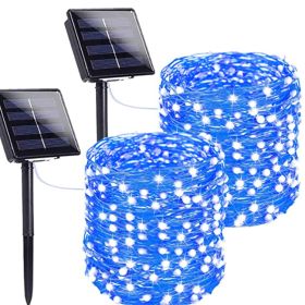 Outdoor Rain-proof Solar Copper Wire Lamp (Option: Blue-32meters 300lamp)