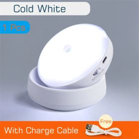 360 Rotating Human Body Induction LED Small Night Lamp Rechargeable (Option: Rechargeable White Light)