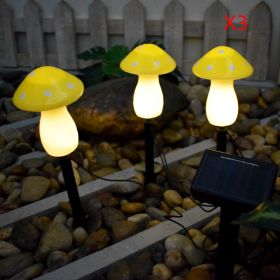 Plastics Solar Mushroom Night Light Outdoor Courtyard Garden Balcony Layout Lawn Waterproof Landscape Decoration Colorful Light (Option: B yellow x3)