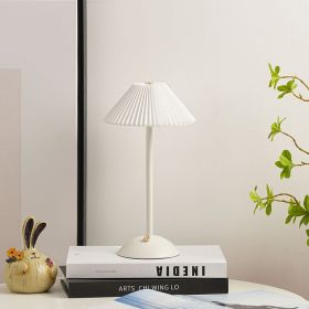 Bedroom Bedside Lamp Pleated Atmosphere Charging (Option: Charging Three Color Switch-White Base)