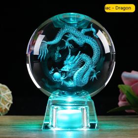 Crystal Ball Zodiac Decorative Crafts Luminous Ornaments (Option: Dragon-6cm Ball Electronic Base)