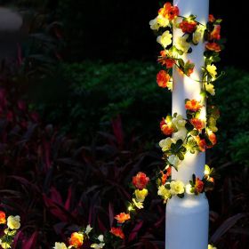 Rattan Lighting Chain Outdoor Courtyard Ornamental Festoon Lamp (Option: Orange Pink Rose Vine Lamp-American Standard)