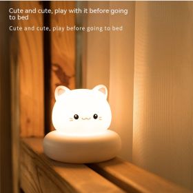 Cute Pet Sleeping Small Night Lamp USB Charging Desktop Pat Touch Induction Lamp (Option: 3W-Cat White Light-USB)