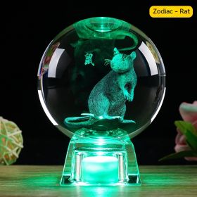 Crystal Ball Zodiac Decorative Crafts Luminous Ornaments (Option: Mouse-6cm Ball Electronic Base)