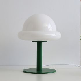 Macron Mushroom Glass Lamp Bedroom Bedside Atmosphere Decoration (Option: White Glass Cover Green Pole)