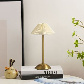 Bedroom Bedside Lamp Pleated Atmosphere Charging (Option: Charging Three Color Switch-Beige Base)