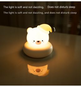 Cute Pet Sleeping Small Night Lamp USB Charging Desktop Pat Touch Induction Lamp (Option: 3W-Pear White Light-USB)