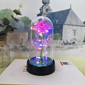 Glass Cover Small Night Lamp (Option: Rose Red Colored Lights)