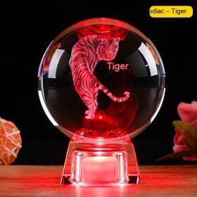 Crystal Ball Zodiac Decorative Crafts Luminous Ornaments (Option: Tiger-6cm Ball Electronic Base)