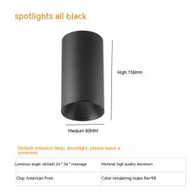 Thigh High Anti-glare Punch Free Ceiling Living Room Aisle Surface Mounted Spotlight (Option: 10w Warm Light 3000k-All Black)