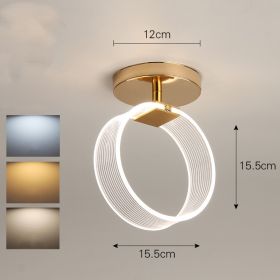 Creative Light Luxury Net Red Line Guide Ceiling Porch Lamp (Option: Gold-The circle-Tricolor light)