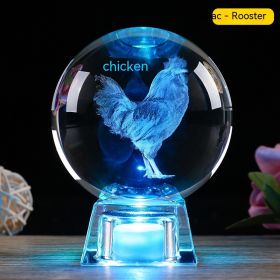 Crystal Ball Zodiac Decorative Crafts Luminous Ornaments (Option: Chicken-6cm Ball Electronic Base)