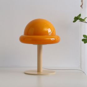 Macron Mushroom Glass Lamp Bedroom Bedside Atmosphere Decoration (Option: Pumpkin Shade Cream Lamp Pole)