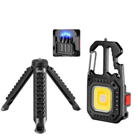 Small Mini LED Lighting Small Torch Keychain (Color: Black plus Bracket)