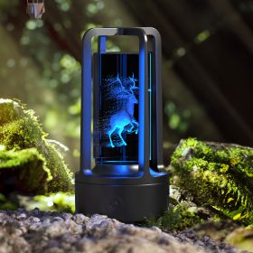 Creative 2 In 1 Audio Acrylic Crystal Lamp And Bluetooth Speaker Valentine's Day Gift Touch Night Lamp (Option: Black-Crystal-Elk)