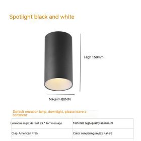 Thigh High Anti-glare Punch Free Ceiling Living Room Aisle Surface Mounted Spotlight (Option: 10w Neutral Light 4000k-Black And White)