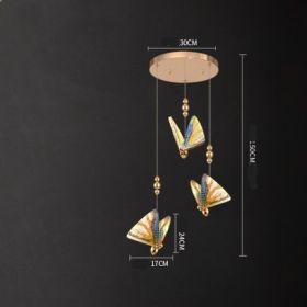 Butterfly Chandelier Bedside Enamelled Dining Hall Staircase (Option: Colorful 3head disc-White light)