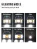 Multi-functional Rechargeable LED Flashlight Work Light Portable Carry Light Solar Charging Support 6 Lighting Modes