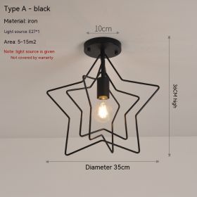 Ceiling Lamp Creative Five-pointed Star (Option: Without Bulb-Black)