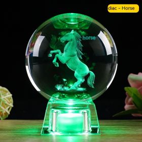 Crystal Ball Zodiac Decorative Crafts Luminous Ornaments (Option: Horse-8cm Ball Electronic Base)