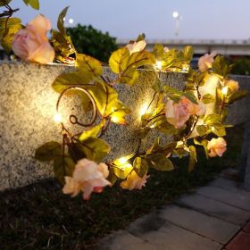 Rattan Lighting Chain Outdoor Courtyard Ornamental Festoon Lamp (Option: Champagne Rose-Battery Box)